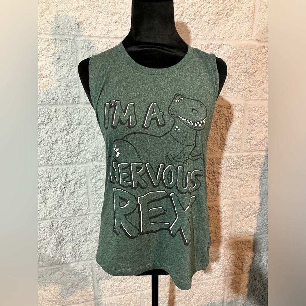 Disney Pixar Rex Toy Story Green Sleeveless Graphic Tank